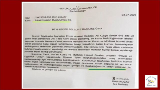 Beylikdüzü Müftülüğü ve Belediye Karşı Karşıya Geldi!