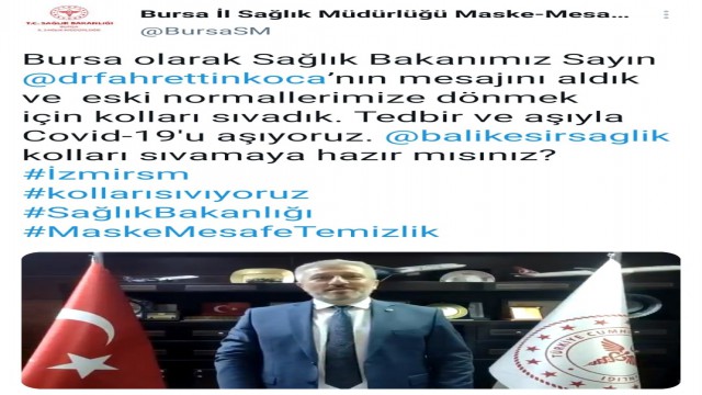 Bakan Kocanın başlattığı #kolları sıvıyoruz kampanyasına Bursadan destek